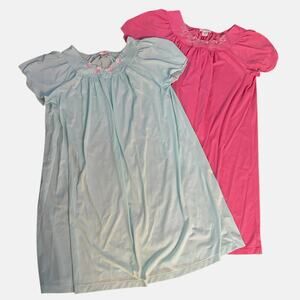 Lot of 2 Shadowline Size 1X Nightgowns Nylon Pink Light Blue